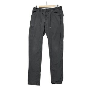BYLT Pant Mens L Gray Charcoal Ripstop Cargo Drawstring Tapered Outdoor Utility